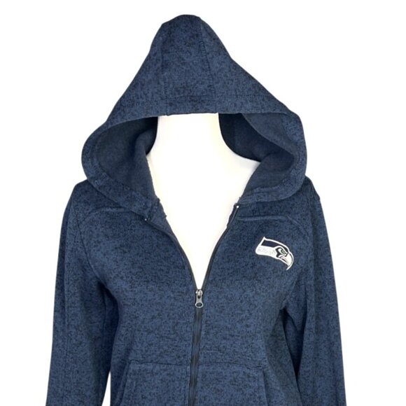 Seattle Seahawks Full-Zip Hoodie Blue Heather Embroidered Logos  Fleece size S - Picture 3 of 10